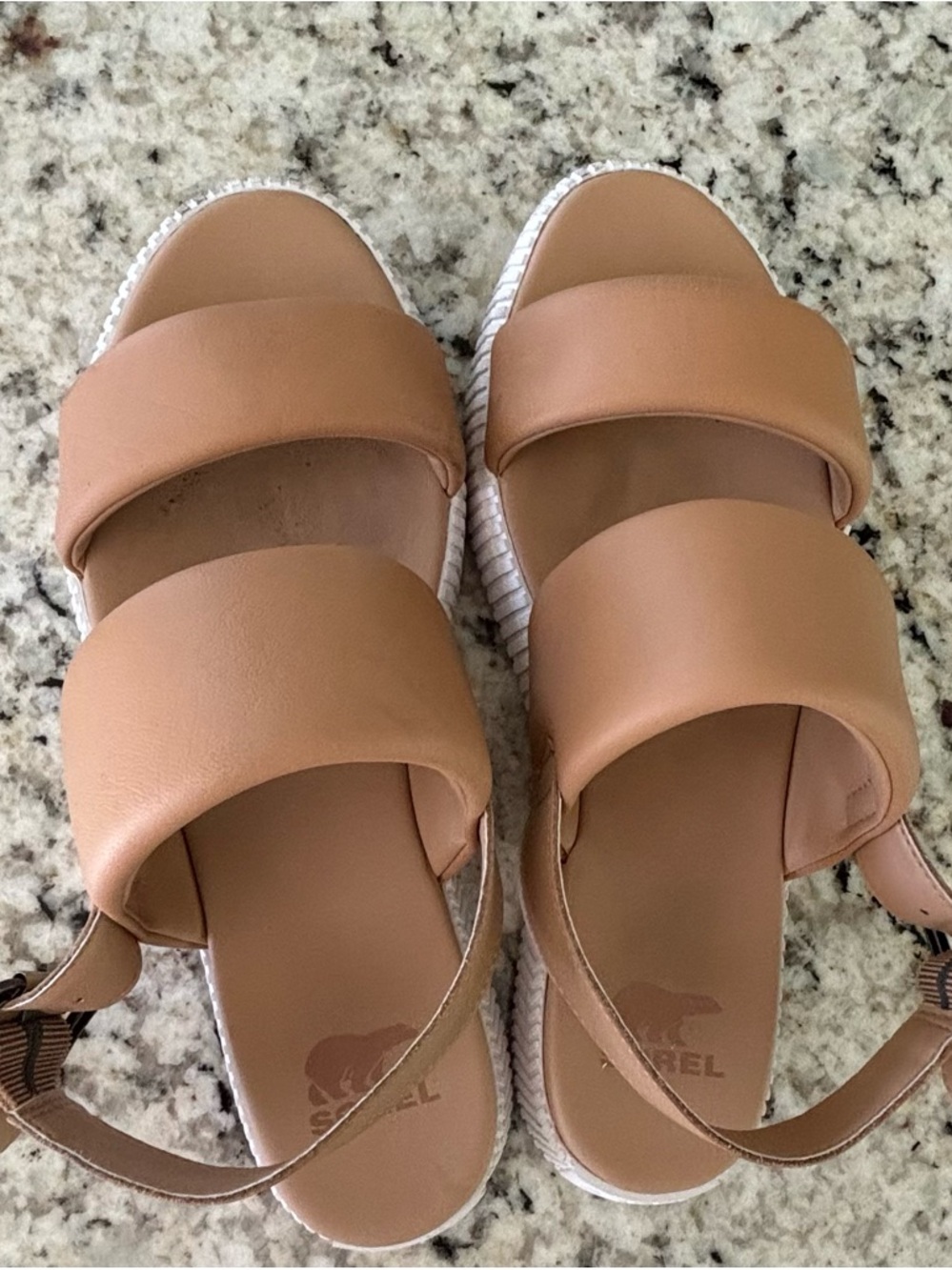 Size 8.5 Sorel Tan Double-Band Slingback Sandals - Picture 5 of 6